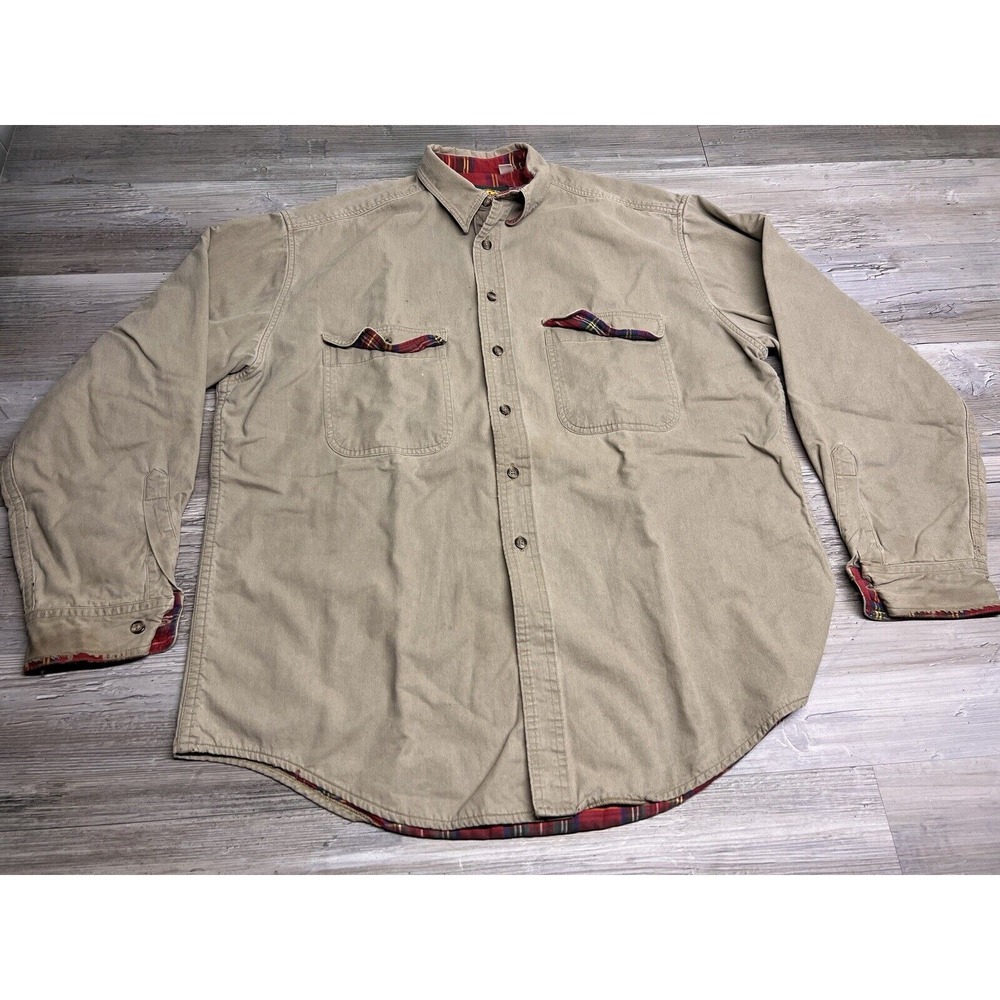 Vintage Cabelas‎ Jacket Mens L Reg Brown Flannel Lined Chore Coat Canvas Heavy